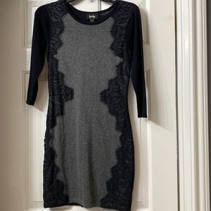 Lace detail sweater dress with 3/4 sleeves